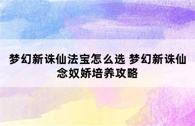 梦幻新诛仙法宝怎么选 梦幻新诛仙念奴娇培养攻略